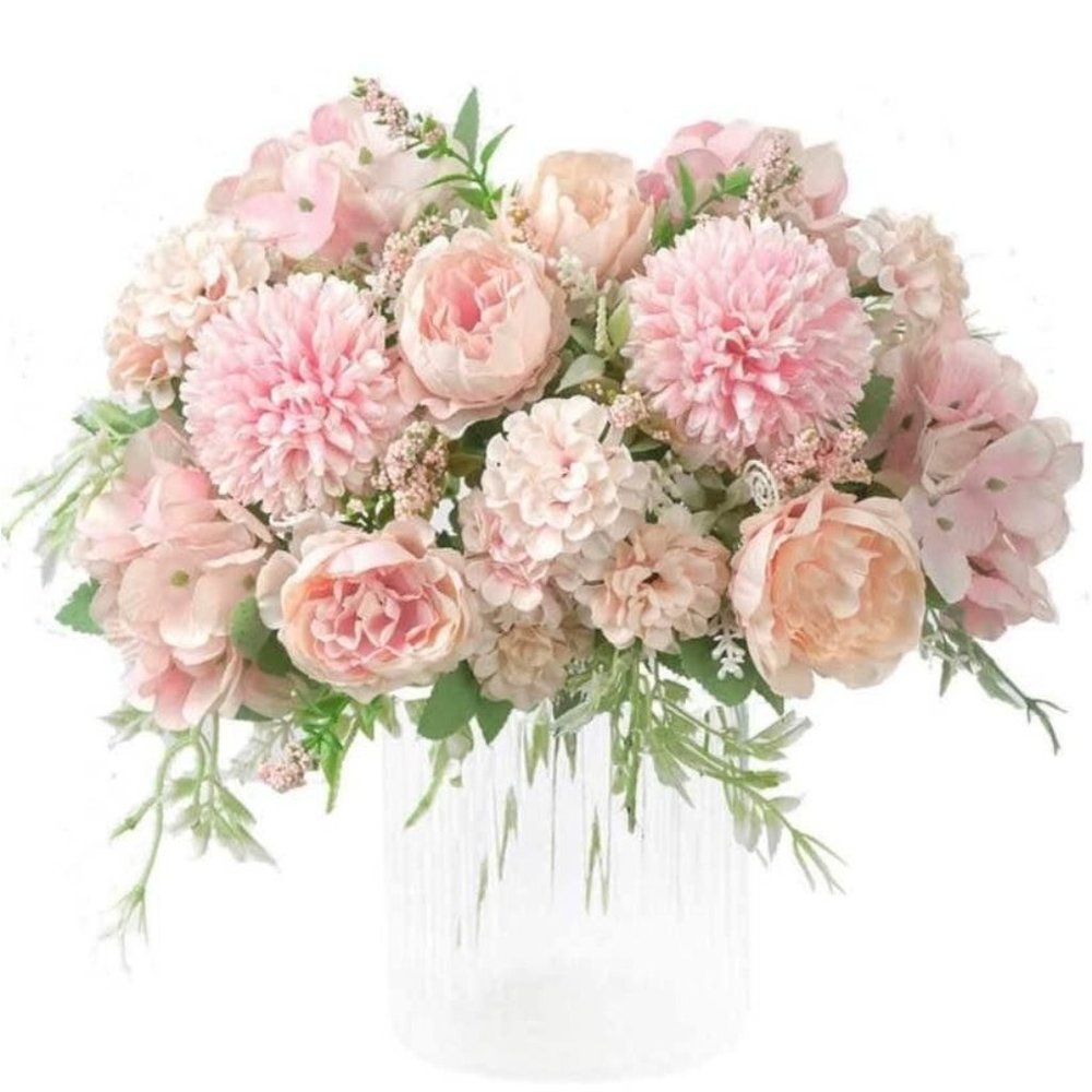 2 pieces | Pink Carnations Hydrangeas Peony Flowers Bouquet Wedding Party Home